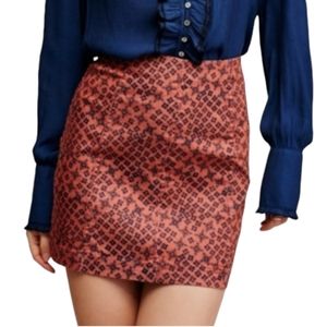 Free People mini skirt, zipper and hook and eye closure, muted orange and black